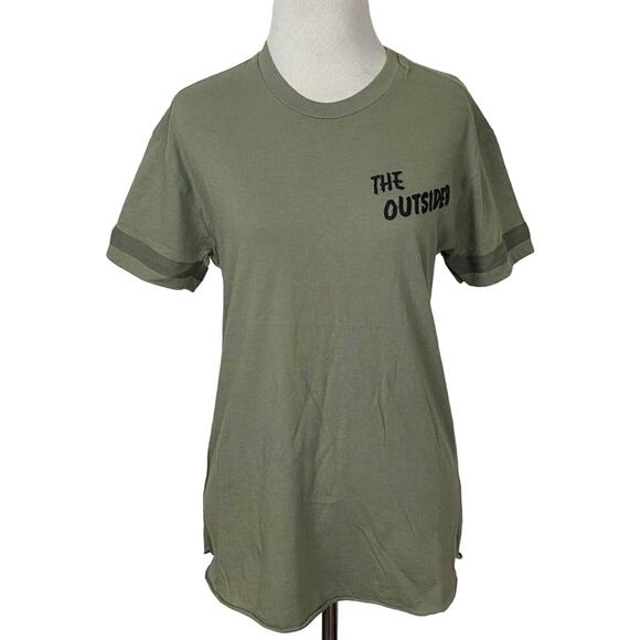 Free People X Sandrine Rose The Vintage Crew Olive Drab The Outsider TShirt Sz M - Picture 13 of 14